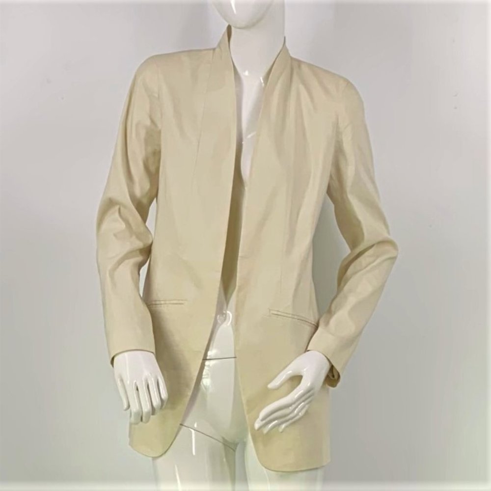 Eileen Fisher Bone Silk Open Front Blazer Jacket
